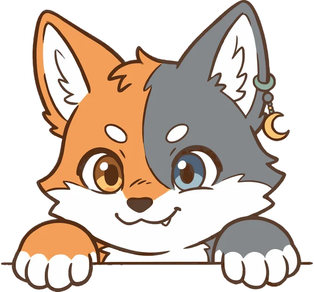 Tsumugi — Fuchs-Wolf-Hybrid Maskottchen